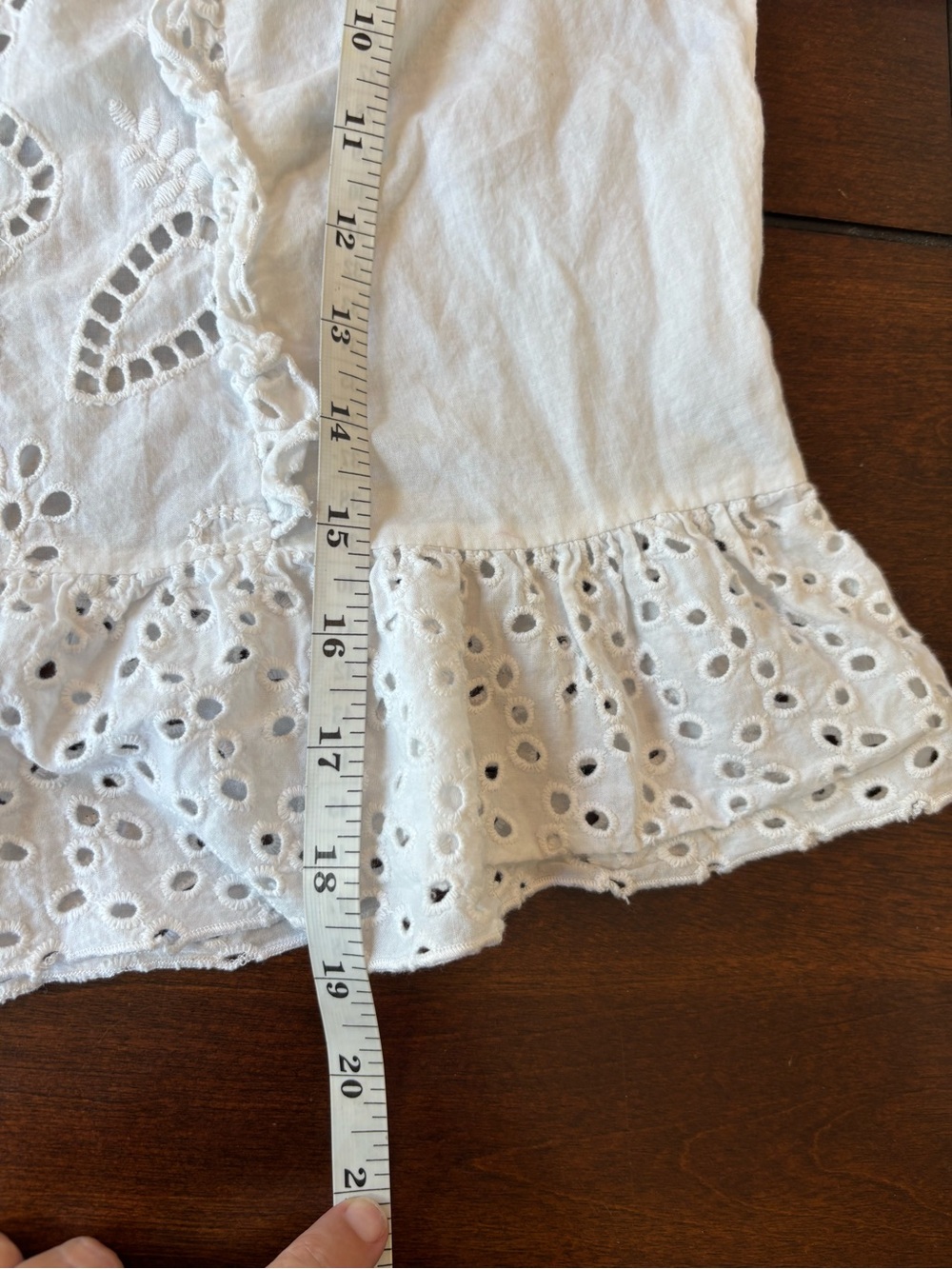 Zara Basic White Eyelet Embroidered Ruffle Blouse Size Medium Cottagecore - Picture 6 of 8
